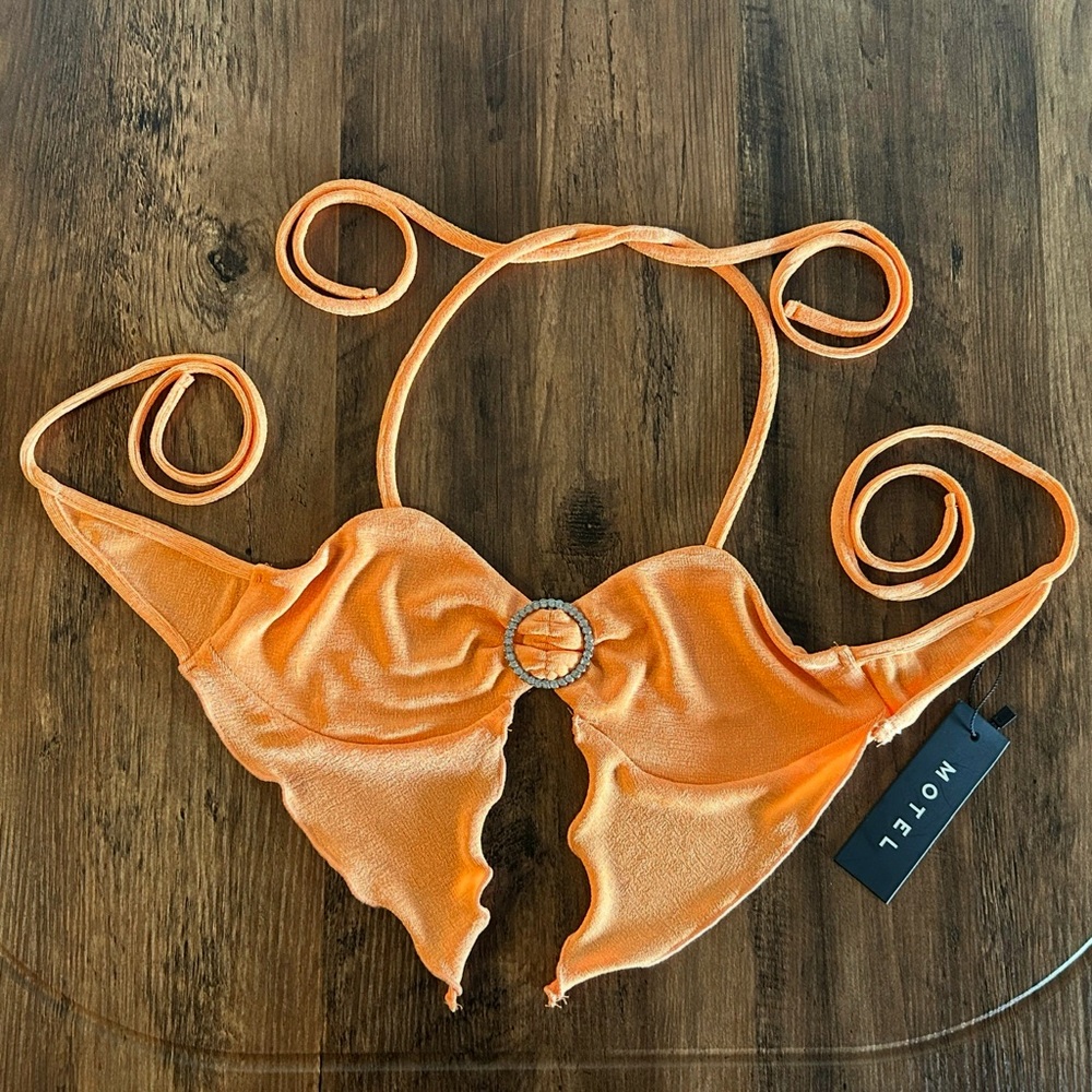 Motel Rocks Orange Crop Top - Picture 2 of 3